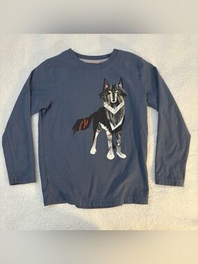 SOLDSOLDTea Collection Wolf Graphic Tee Steel Blue Long Sleeve Shirt Boys sz 6Y